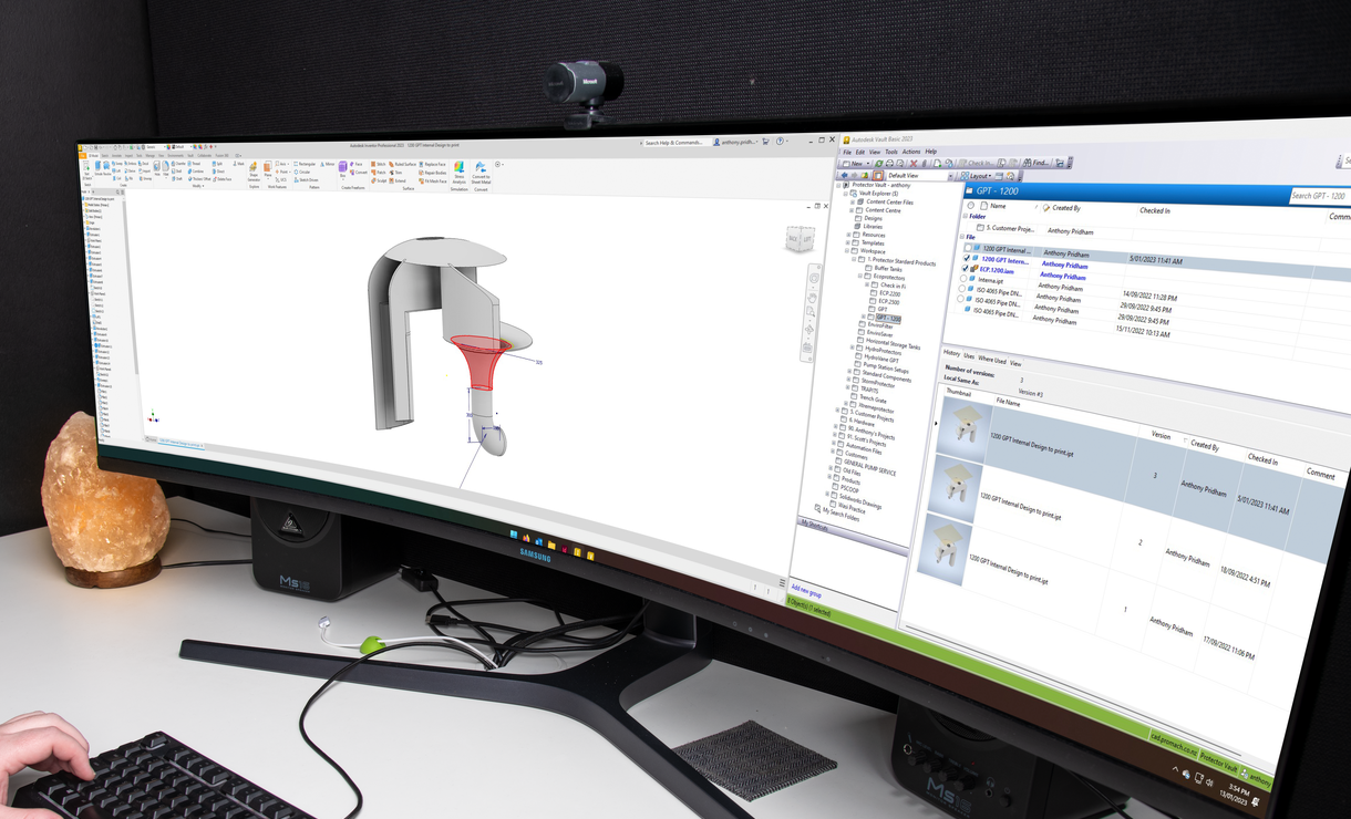 3D product design and engineering development of a stormwater treatment system using advanced CAD and product lifecycle management software.